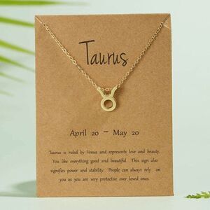 2/$21 Golden Stylish Constellation Symbol Necklace - Taurus